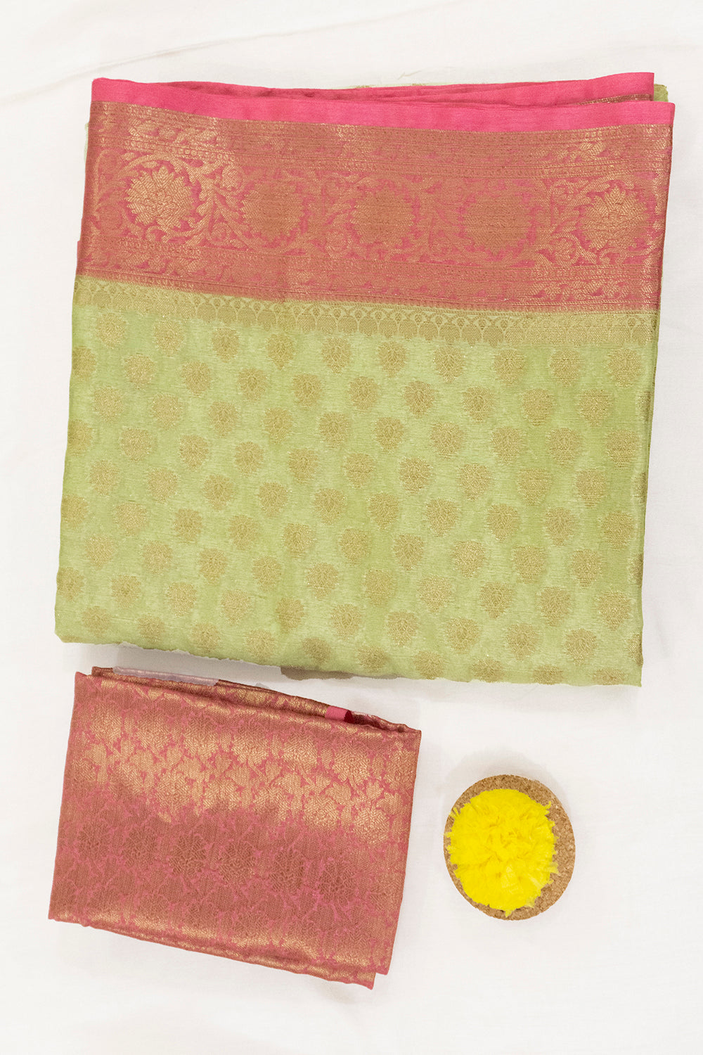 'Rukmini' Pista Green Pure Katan Silk Banarasi Patola Handloom Saree