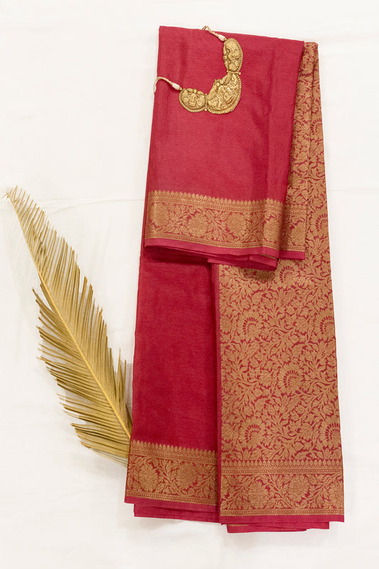 'Preshti' Maroon Mysore Crepe Silk Saree