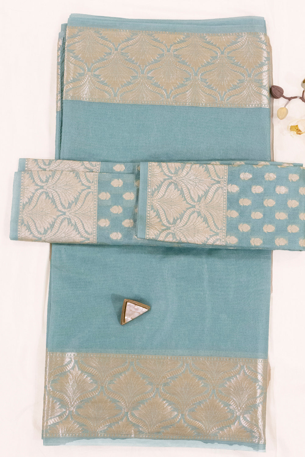 'Zeenat' Blue Pure Banarasi Silk Handloom Saree