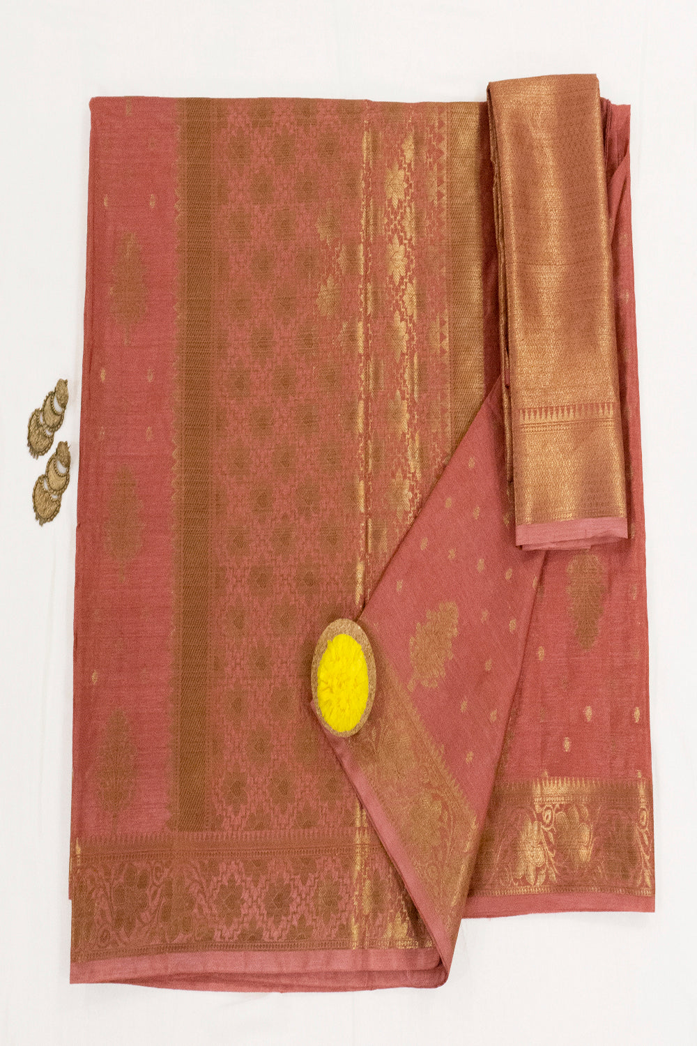 'Lakshmi' Rose Gold Pure Banarasi Silk Handloom Saree